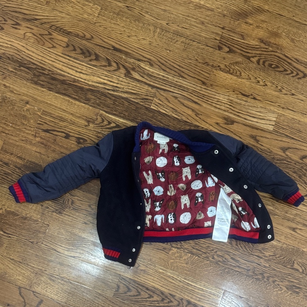 Gucci Kids Navy and Red Puffer Jacket